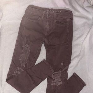 American Eagle Outfitters Women's Distressed Brown Jeggings